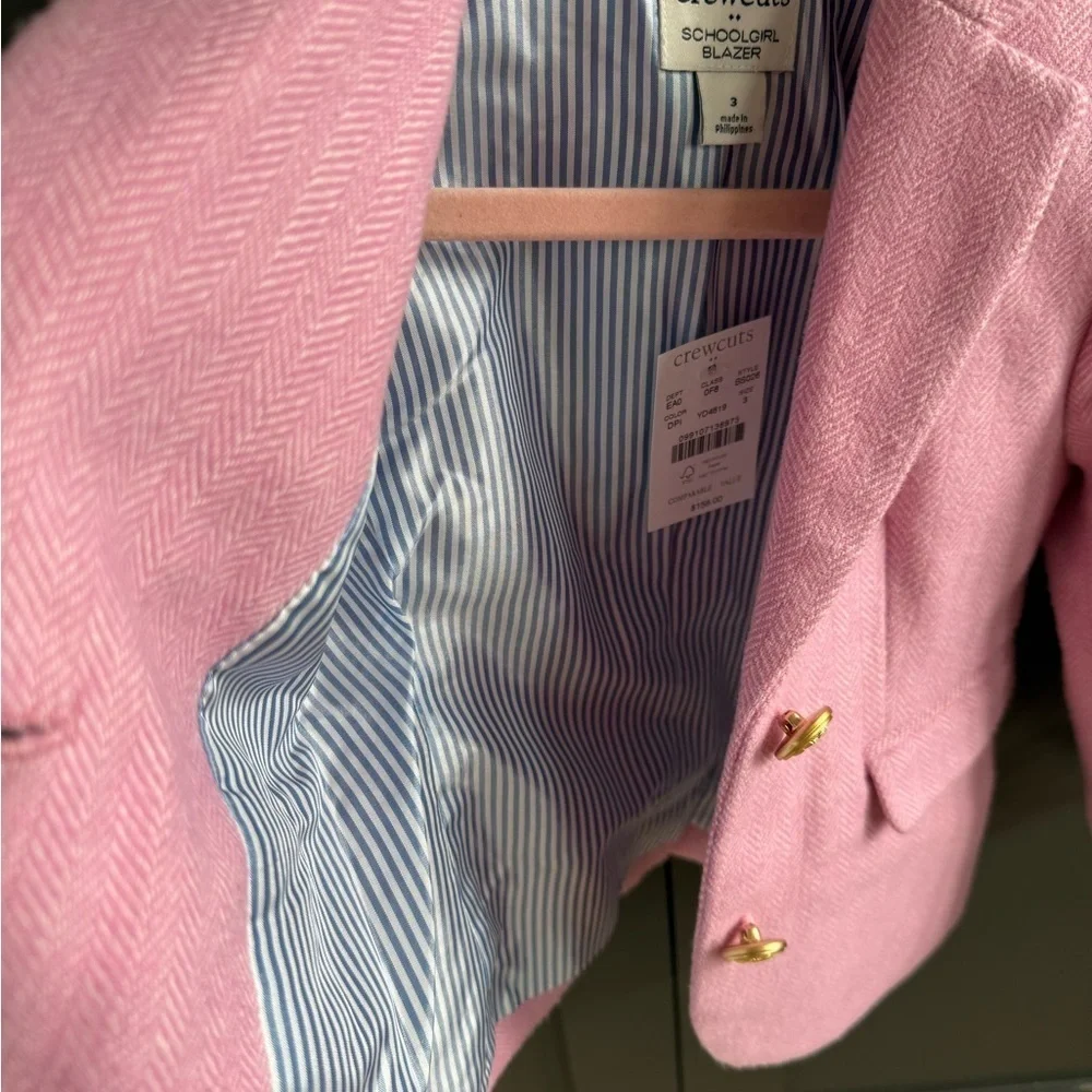 J. Crew Crewcuts Pink Herringbone Schoolgirl Blazer • NWT • size 3